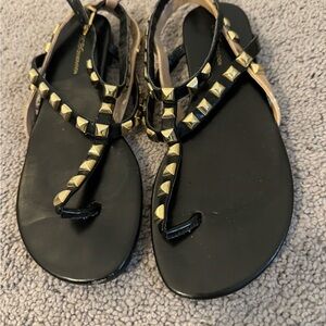 BCBG Generation Black and Gold Studded Sandals